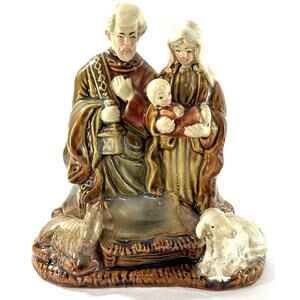 Vintage Ceramic Nativity Figurine Holy Family Baby Jesus Christmas Glazed 5”